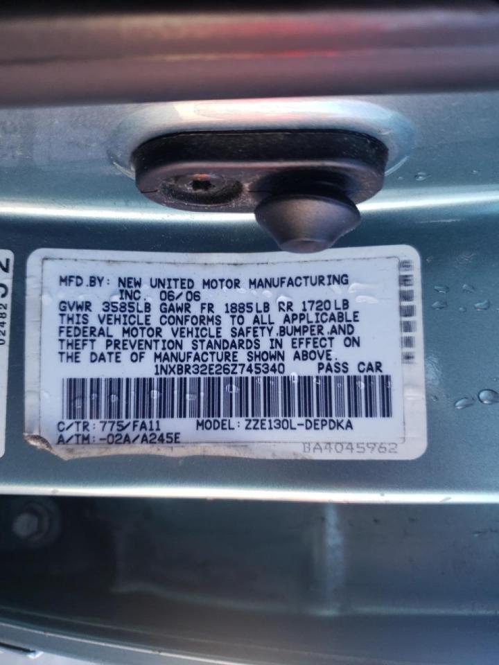 Photo 10 from auction – 2006 TOYOTA COROLLA CE with VIN 1NXBR32E26Z745340