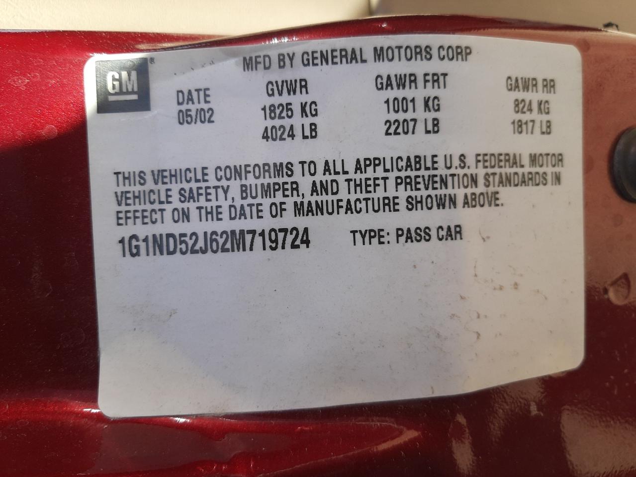 Photo 10 from auction – 2002 CHEVROLET MALIBU with VIN 1G1ND52J62M719724