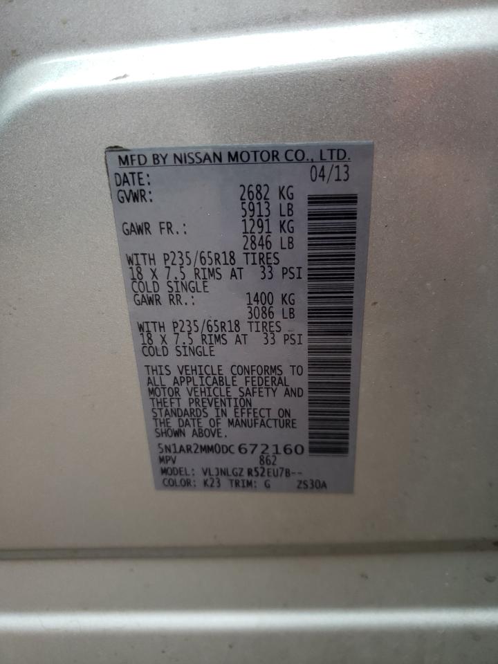 Photo 10 from auction – 2013 NISSAN PATHFINDER with VIN 5N1AR2MM0DC672160