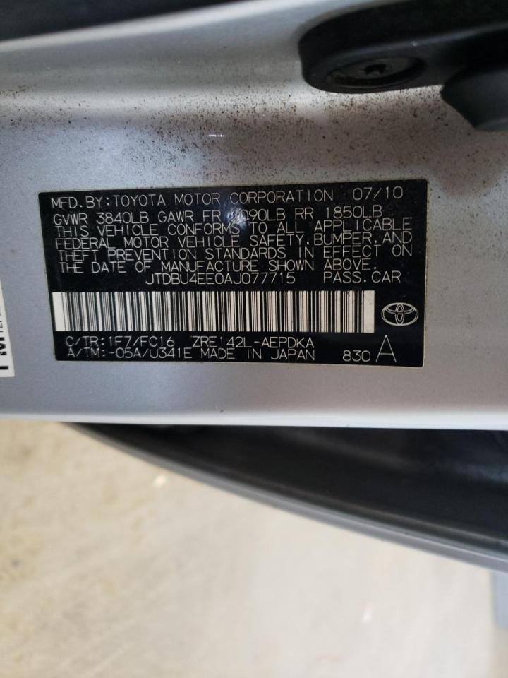 Photo 10 from auction – 2010 TOYOTA COROLLA BA with VIN JTDBU4EE0AJ077715