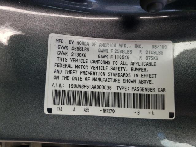 Photo 10 from auction – 2010 ACURA TL with VIN 19UUA8F51AA000036