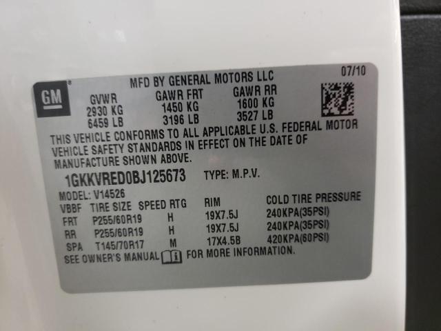 Photo 10 from auction – 2011 GMC ACADIA SLT with VIN 1GKKVRED0BJ125673
