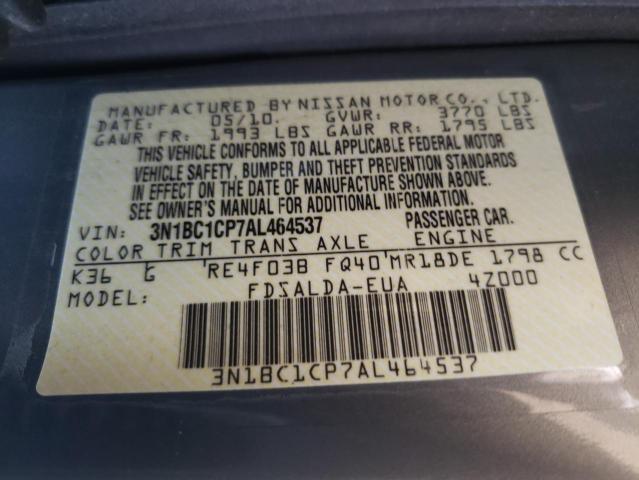 Photo 10 from auction – 2010 NISSAN VERSA S with VIN 3N1BC1CP7AL464537