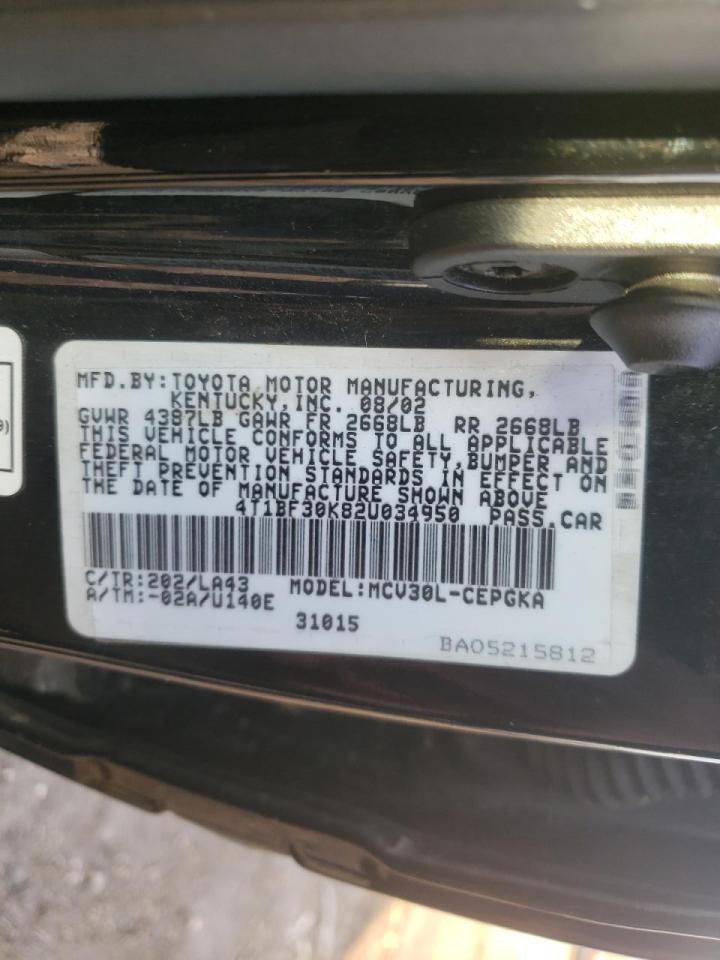 Photo 10 from auction – 2002 TOYOTA CAMRY LE with VIN 4T1BF30K82U034950