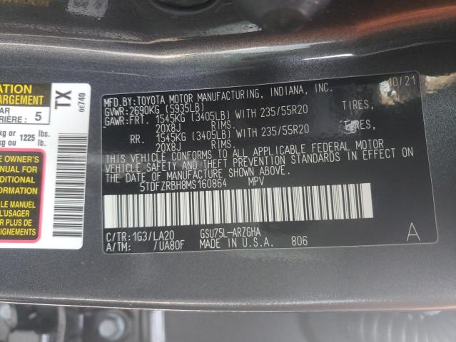 Photo 10 from auction – 2021 TOYOTA HIGHLANDER with VIN 5TDFZRBH8MS160864
