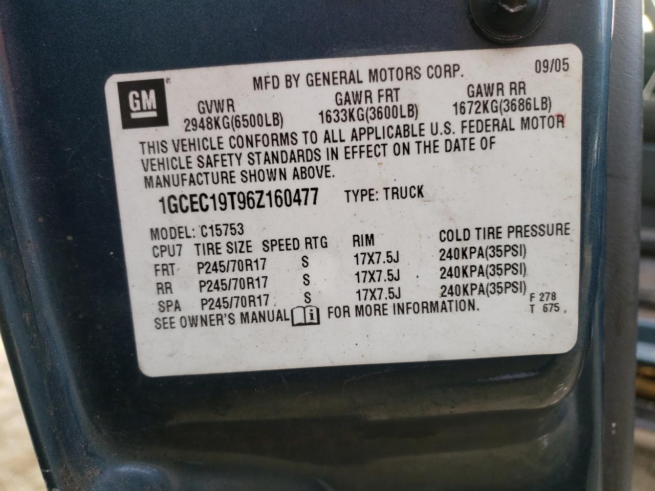 Photo 10 from auction – 2006 CHEVROLET silverado with VIN 1GCEC19T96Z160477