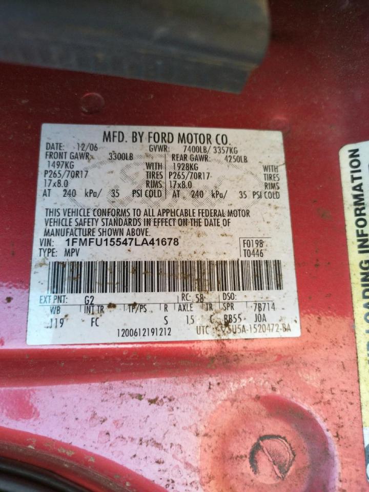 Photo 10 from auction – 2007 FORD EXPEDITION with VIN 1FMFU15547LA41678