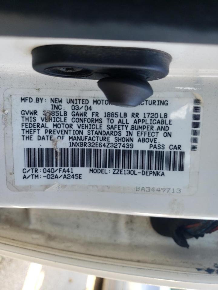 Photo 10 from auction – 2004 TOYOTA COROLLA CE with VIN 1NXBR32E64Z327439