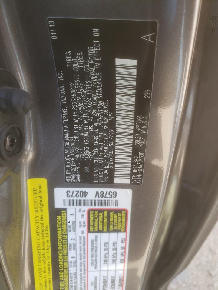 Photo 11 from auction – 2013 TOYOTA SIENNA XLE with VIN 5TDYK3DC8DS337716