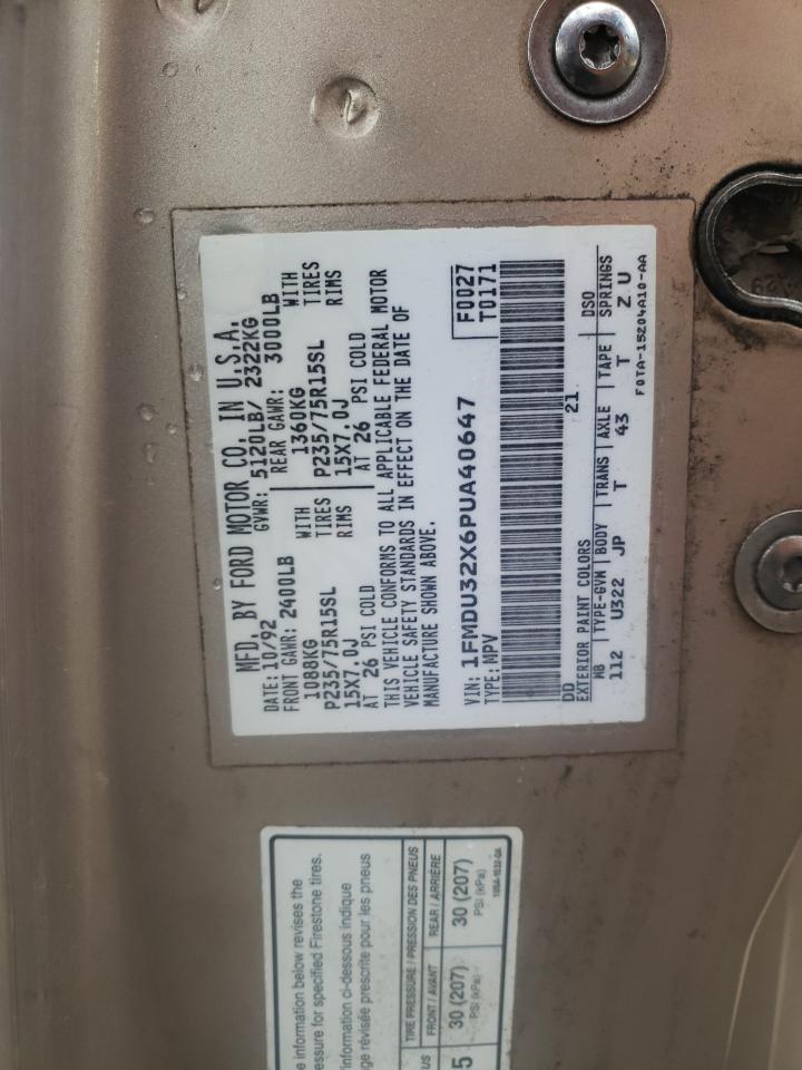 Photo 10 from auction – 1993 FORD EXPLORER with VIN 1FMDU32X6PUA40647