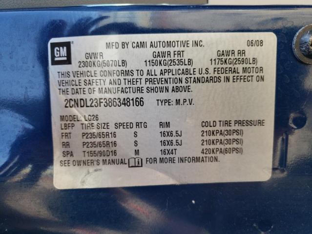 Photo 10 from auction – 2008 CHEVROLET EQUINOX LS with VIN 2CNDL23F386348166
