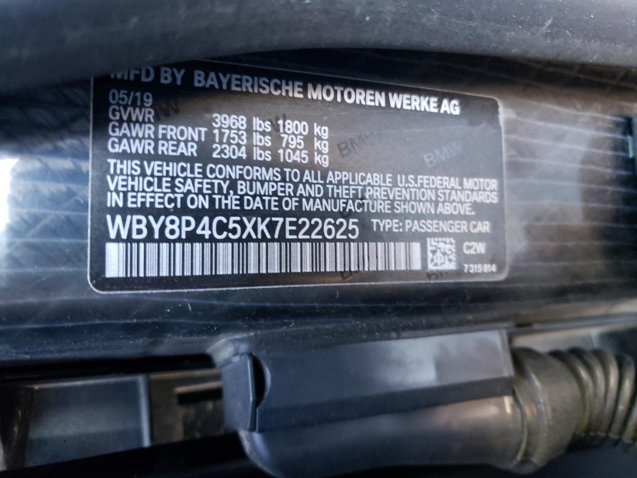 Photo 10 from auction – 2019 BMW I3 REX with VIN WBY8P4C5XK7E22625