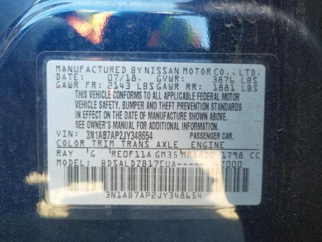 Photo 10 from auction – 2018 NISSAN SENTRA S with VIN 3N1AB7AP2JY348654