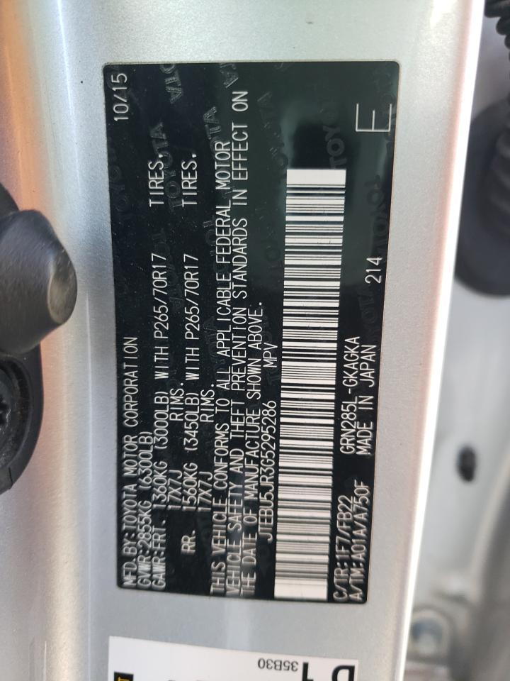 Photo 10 from auction – 2016 TOYOTA 4RUNNER SR with VIN JTEBU5JR3G5295286