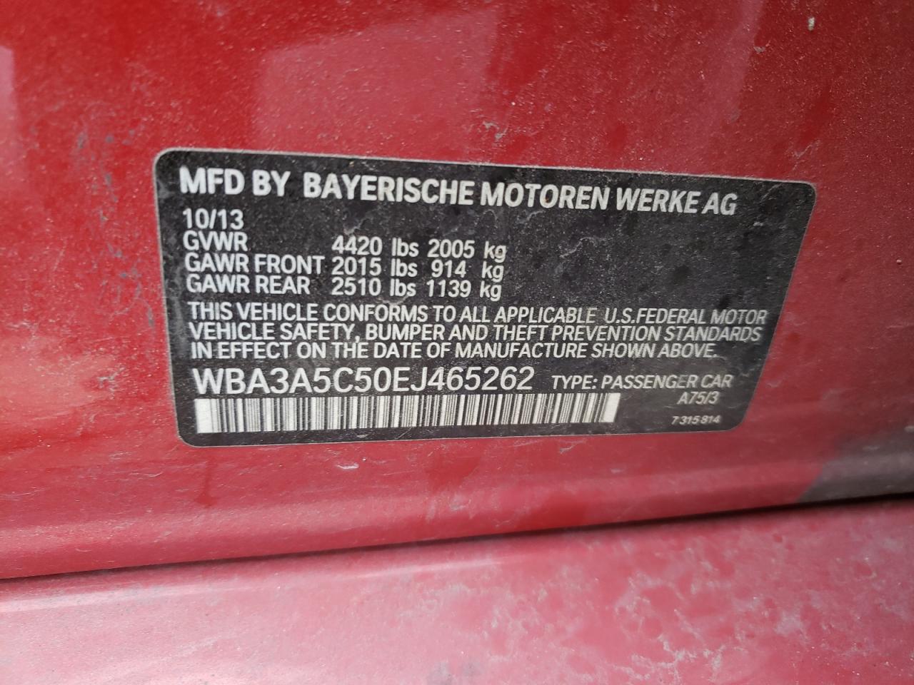 Photo 10 from auction – 2014 BMW 328 I with VIN WBA3A5C50EJ465262