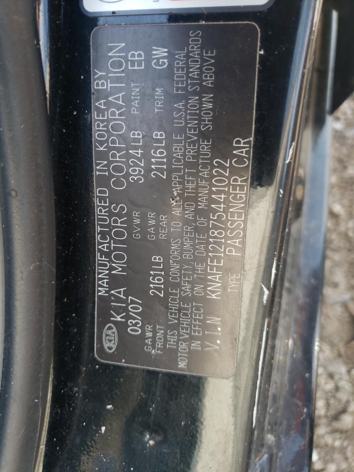 Photo 10 from auction – 2007 KIA SPECTRA EX with VIN KNAFE121875441022