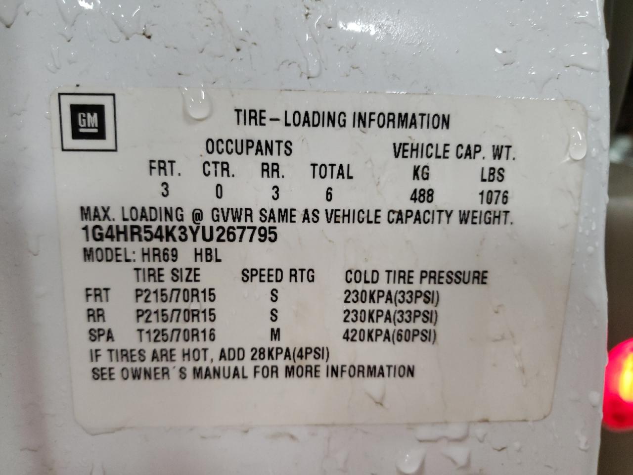 Photo 10 from auction – 2000 BUICK LESABRE LI with VIN 1G4HR54K3YU267795
