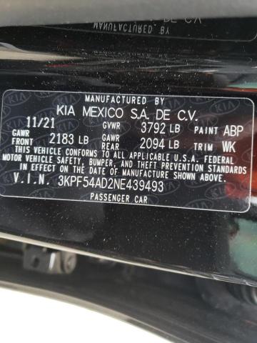 Photo 10 from auction – 2022 KIA FORTE EX with VIN 3KPF54AD2NE439493