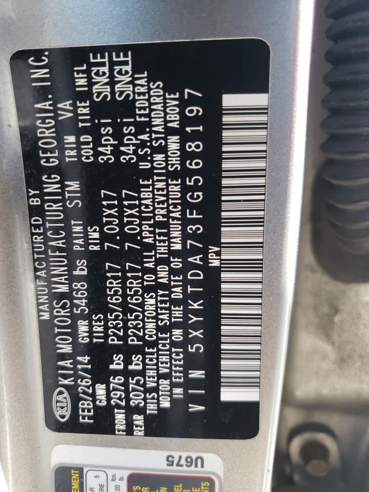 Photo 10 from auction – 2015 KIA SORENTO LX with VIN 5XYKTDA73FG568197