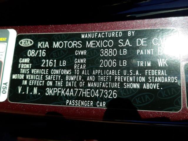 Photo 10 from auction – 2017 KIA FORTE LX with VIN 3KPFK4A77HE047326