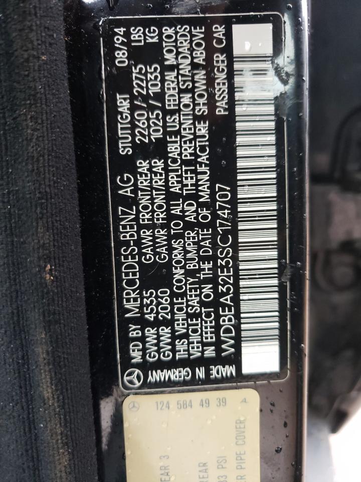 Photo 10 from auction – 1995 MERCEDES-BENZ E 320 BASE with VIN WDBEA32E3SC174707