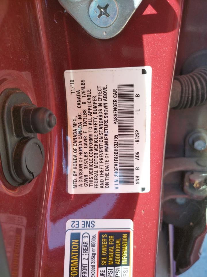 Photo 10 from auction – 2011 HONDA CIVIC EX with VIN 2HGFA1F82BH532795