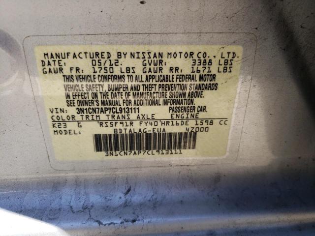 Photo 8 from auction – 2012 NISSAN VERSA S with VIN 3N1CN7AP7CL913111