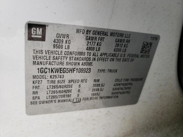 Photo 10 from auction – 2017 CHEVROLET SILVERADO with VIN 1GC1KWEG5HF108923