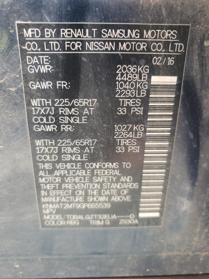 Photo 10 from auction – 2016 NISSAN ROGUE S with VIN KNMAT2MT9GP665539