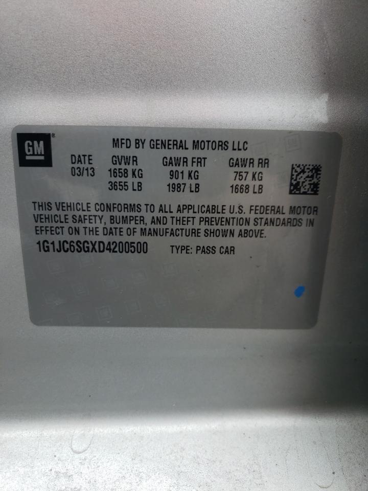 Photo 10 from auction – 2013 CHEVROLET SONIC LT with VIN 1G1JC6SGXD4200500