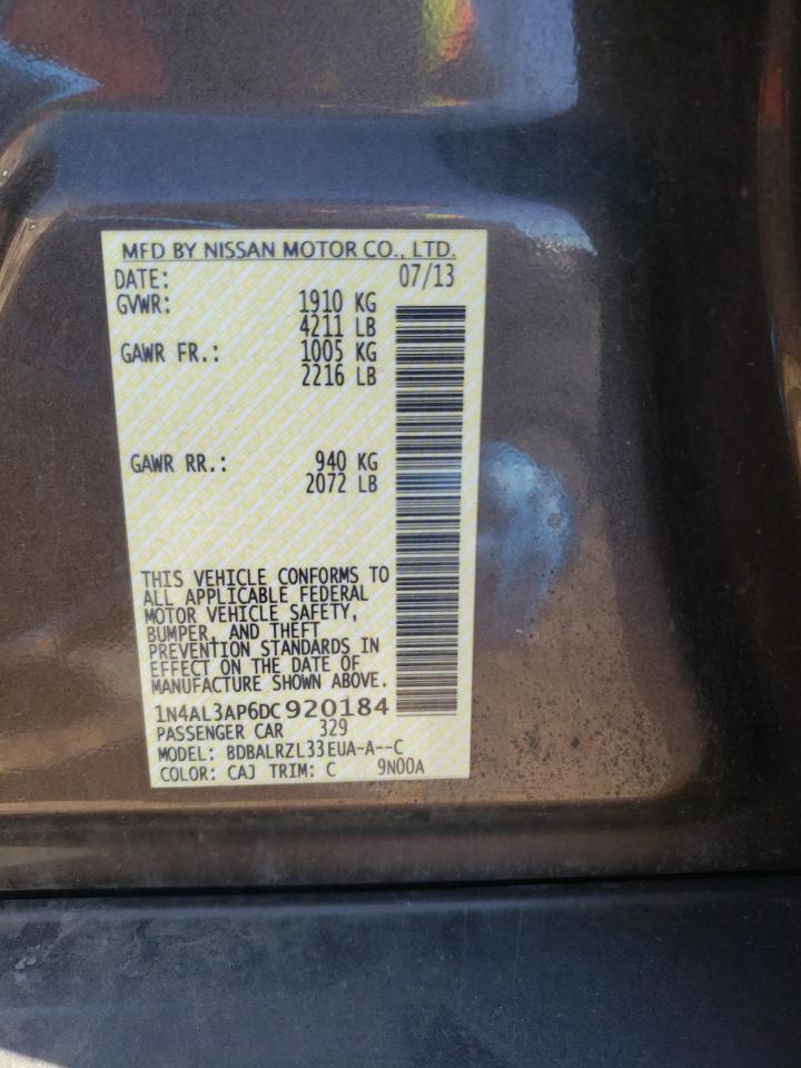 Photo 10 from auction – 2013 NISSAN ALTIMA with VIN 1N4AL3AP6DC920184