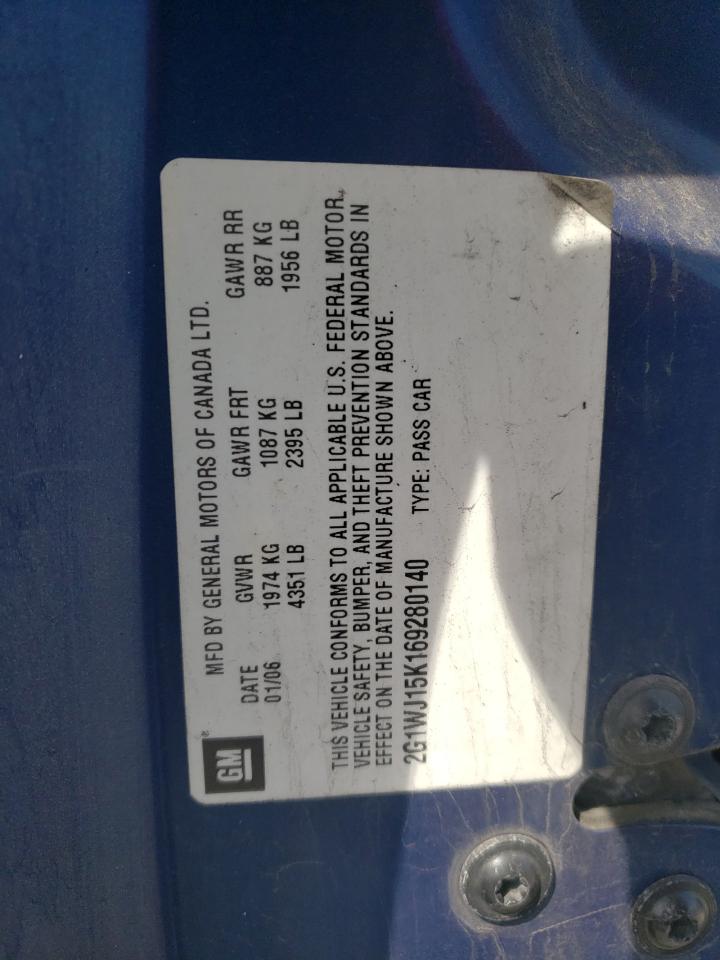Photo 10 from auction – 2006 CHEVROLET MONTE CARL with VIN 2G1WJ15K169280140