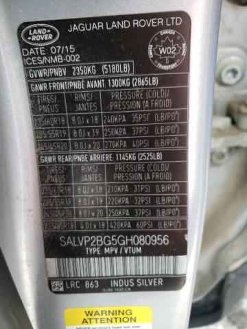 Photo 10 from auction – 2016 LAND ROVER RANGE ROVE with VIN SALVP2BG5GH080956