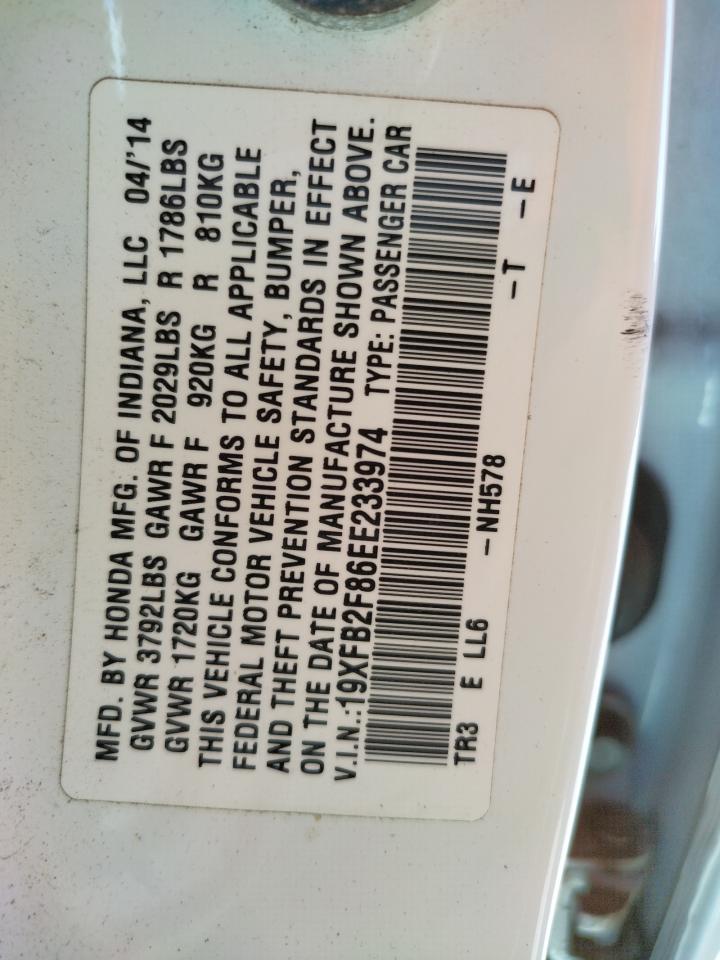 Photo 10 from auction – 2014 HONDA CIVIC EX with VIN 19XFB2F86EE233974