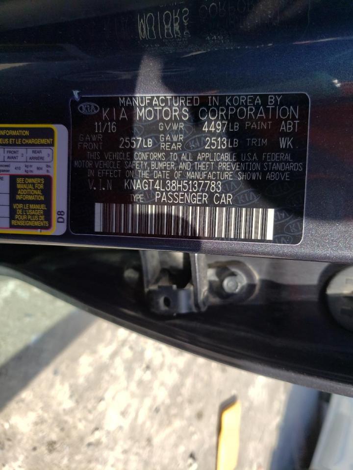 Photo 10 from auction – 2017 KIA OPTIMA LX with VIN KNAGT4L38H5137783