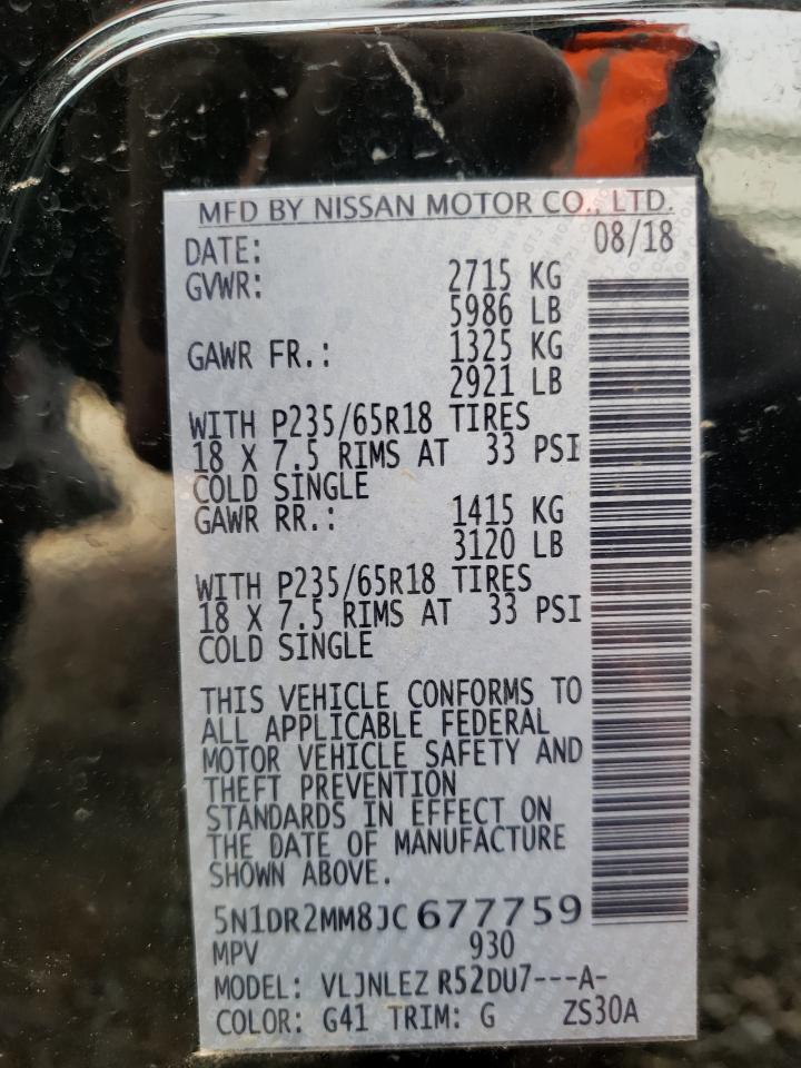 Photo 10 from auction – 2018 NISSAN PATHFINDER with VIN 5N1DR2MM8JC677759