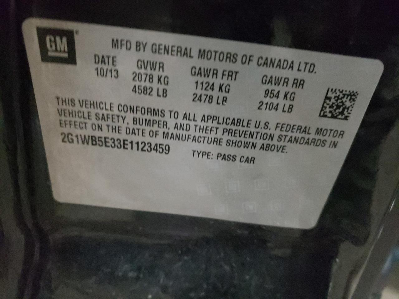 Photo 10 from auction – 2014 CHEVROLET IMPALA LIM with VIN 2G1WB5E33E1123459