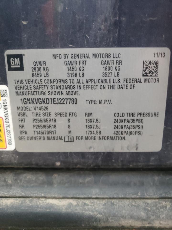 Photo 10 from auction – 2014 CHEVROLET TRAVERSE L with VIN 1GNKVGKD7EJ227780