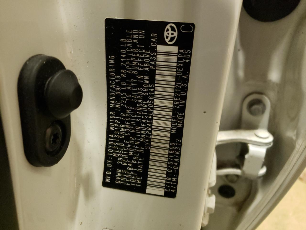 Photo 10 from auction – 2020 TOYOTA COROLLA LE with VIN 5YFEPRAE4LP056145