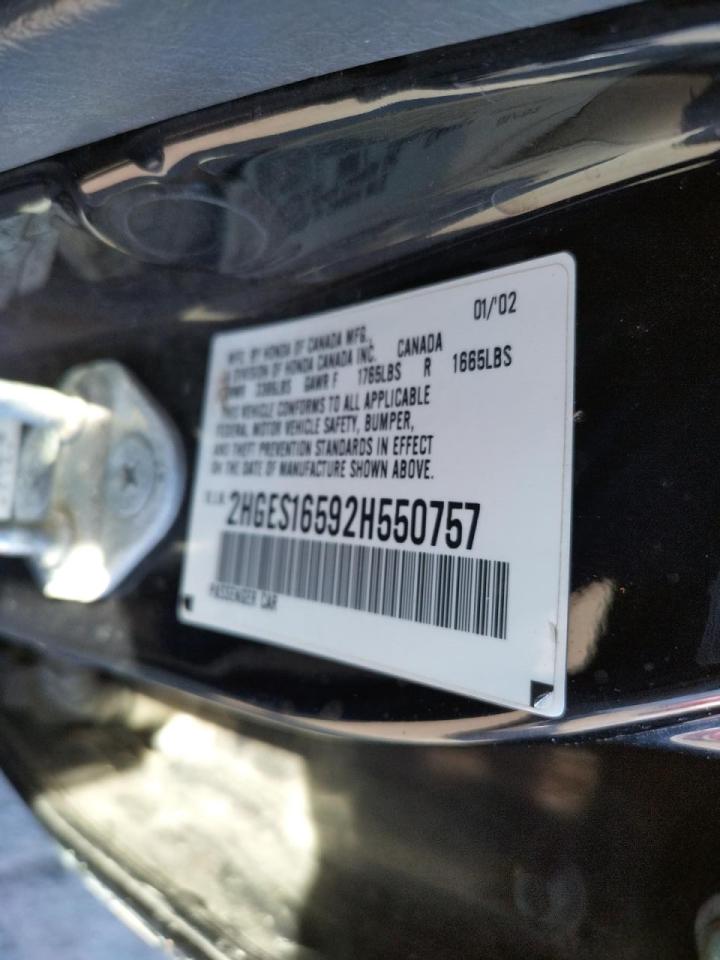 Photo 10 from auction – 2002 HONDA CIVIC LX with VIN 2HGES16592H550757