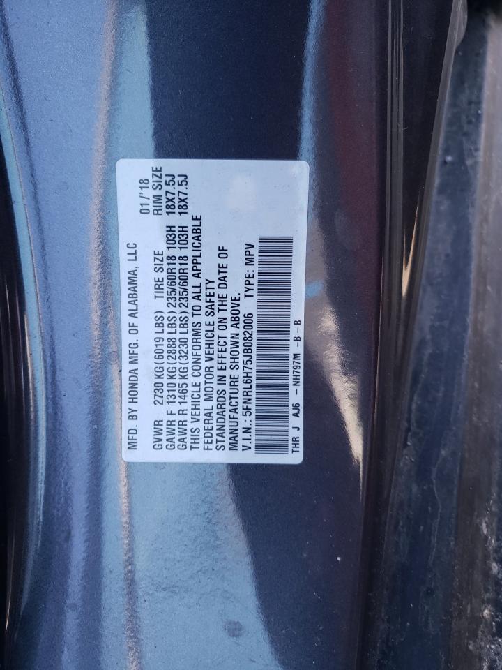 Photo 10 from auction – 2018 HONDA ODYSSEY EX with VIN 5FNRL6H75JB082006