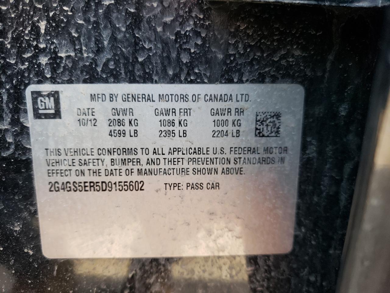 Photo 10 from auction – 2013 BUICK REGAL PREM with VIN 2G4GS5ER5D9155602