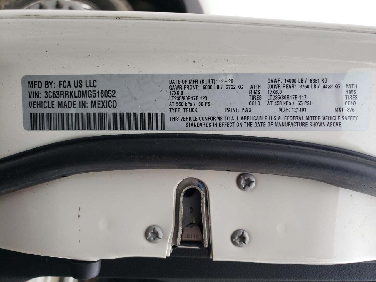 Photo 10 from auction – 2021 RAM 3500 LONGH with VIN 3C63RRKL0MG518052