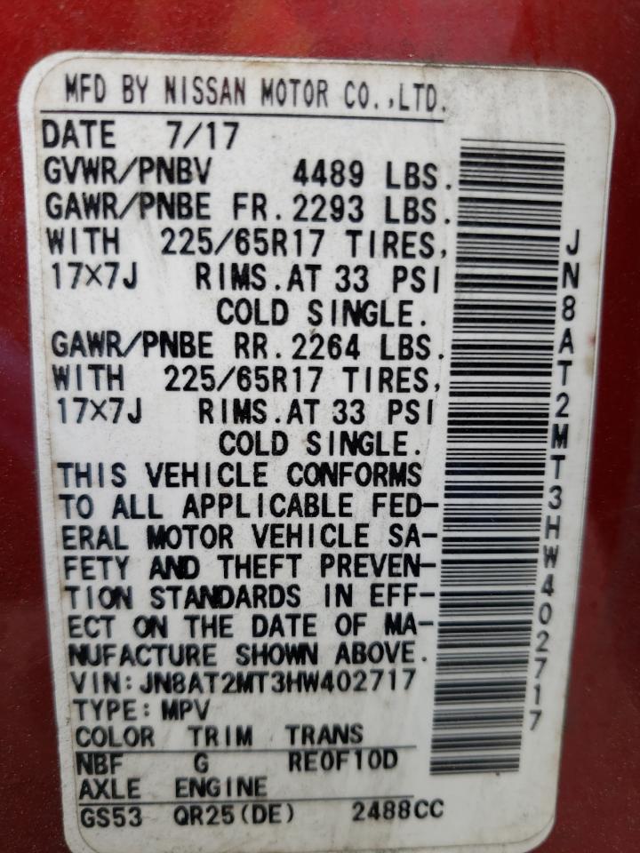 Photo 10 from auction – 2017 NISSAN ROGUE S with VIN JN8AT2MT3HW402717