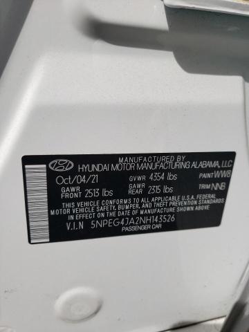 Photo 10 from auction – 2022 HYUNDAI SONATA SE with VIN 5NPEG4JA2NH143526