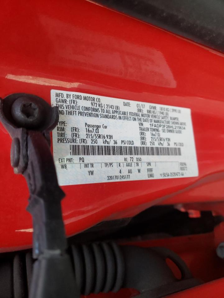 Photo 10 from auction – 2017 FORD FOCUS SE with VIN 1FADP3F28HL215634