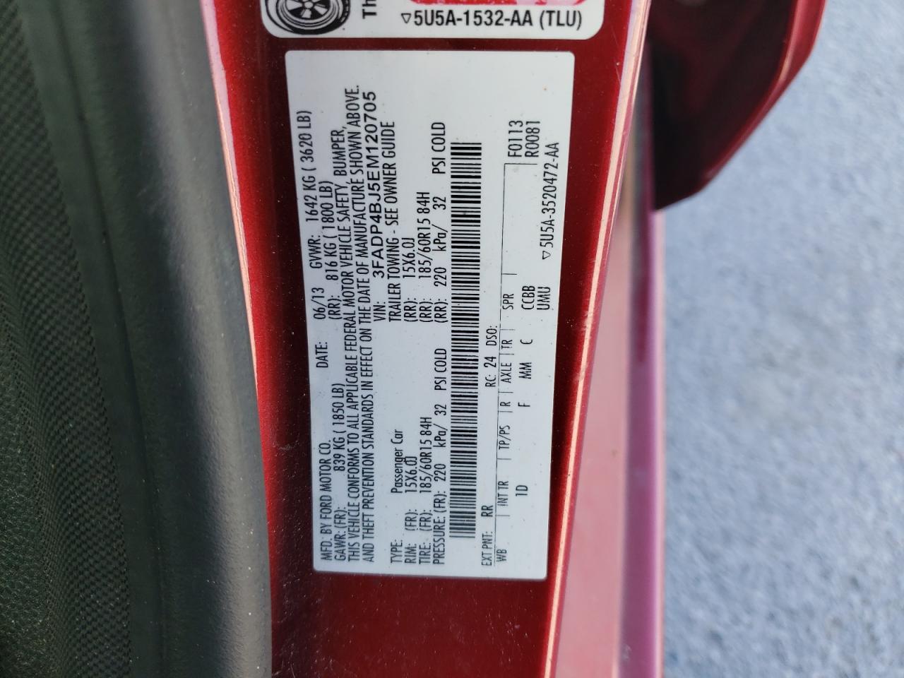 Photo 10 from auction – 2014 FORD FIESTA with VIN 3FADP4BJ5EM120705