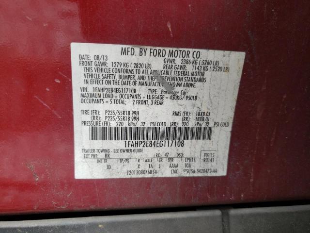 Photo 10 from auction – 2014 FORD TAURUS SEL with VIN 1FAHP2E84EG117108