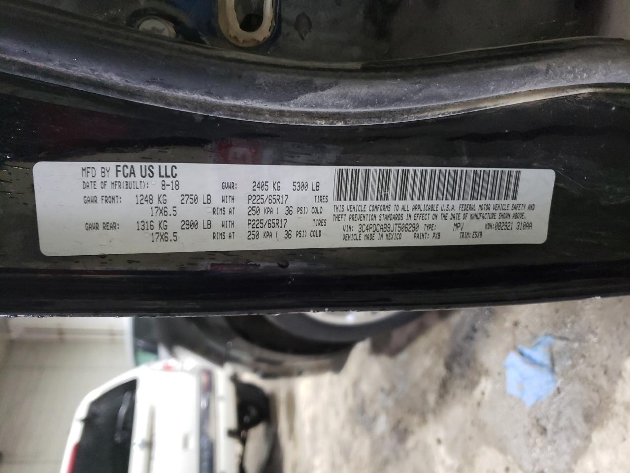 Photo 10 from auction – 2018 DODGE JOURNEY SE with VIN 3C4PDCAB9JT506290