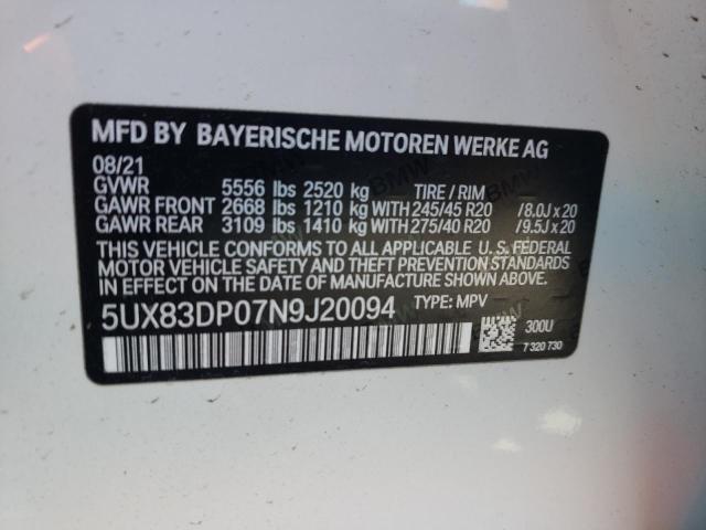 Photo 10 from auction – 2022 BMW X3 XDRIVEM with VIN 5UX83DP07N9J20094